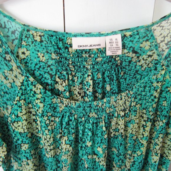 DKNY Jeans Green and Yellow Blouse - Picture 3 of 4